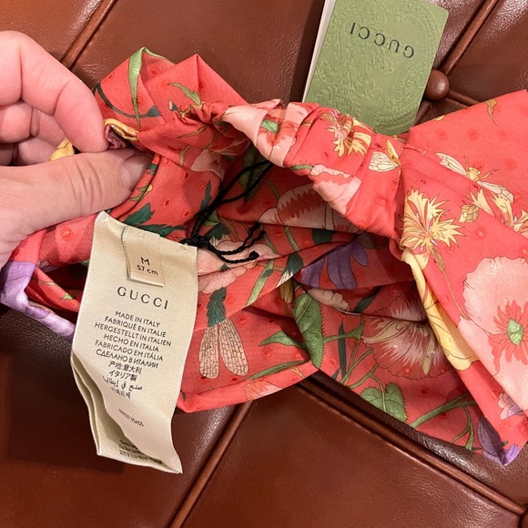 GUCCI-FLORA PRINT SILK HEADBAND-Fuchsia -NWT - Picture 5 of 5